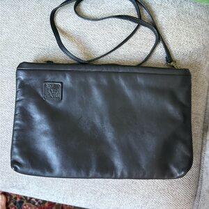 Vintage ANNE KLEIN Leather Black Crossbody Bag. Excellent Shape!